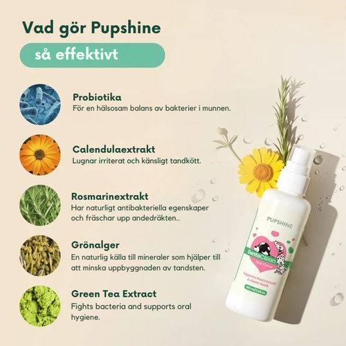 Pupshine- Fräschare andedräkt. Gladare pussar.